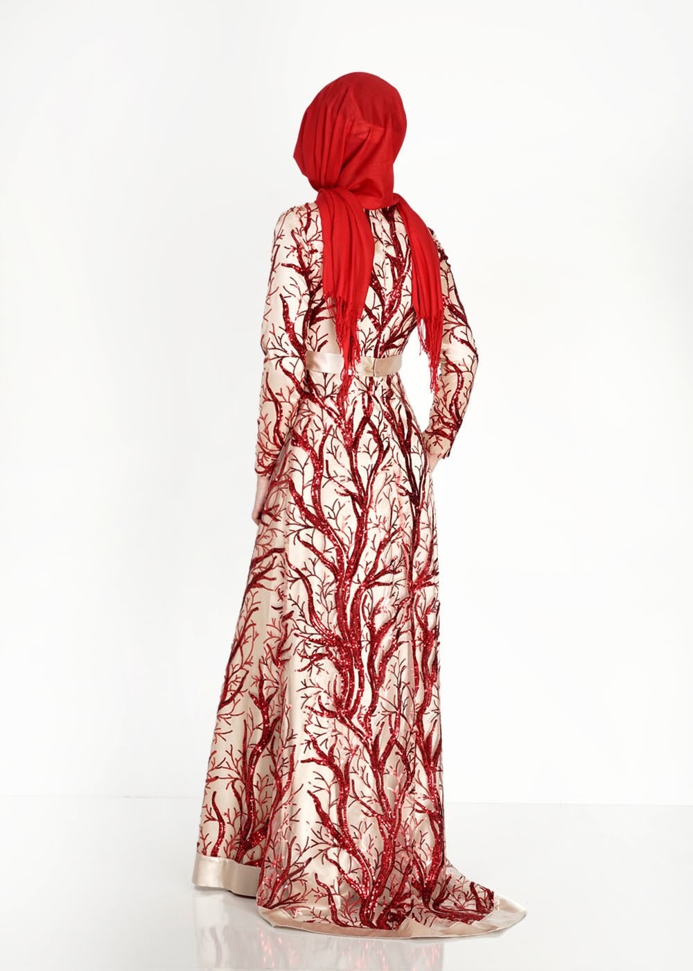 Tesettür giyim BEJ 5120 Çalı Payet Tesettür Abiye