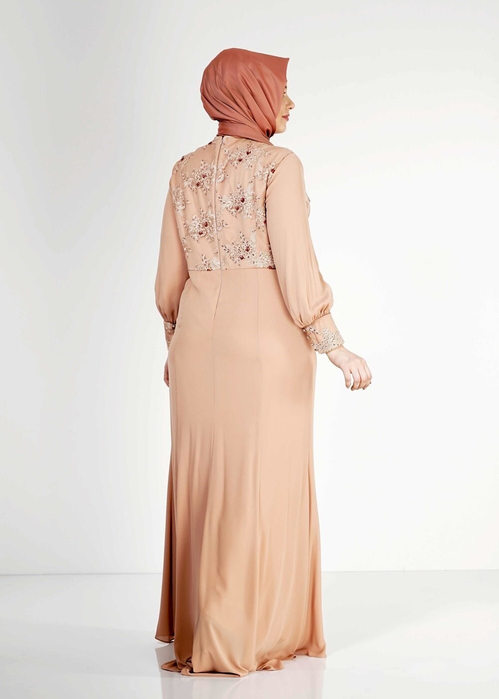 Tesettür giyim BEJ 5123 Mango Crep Tesettür Abiye