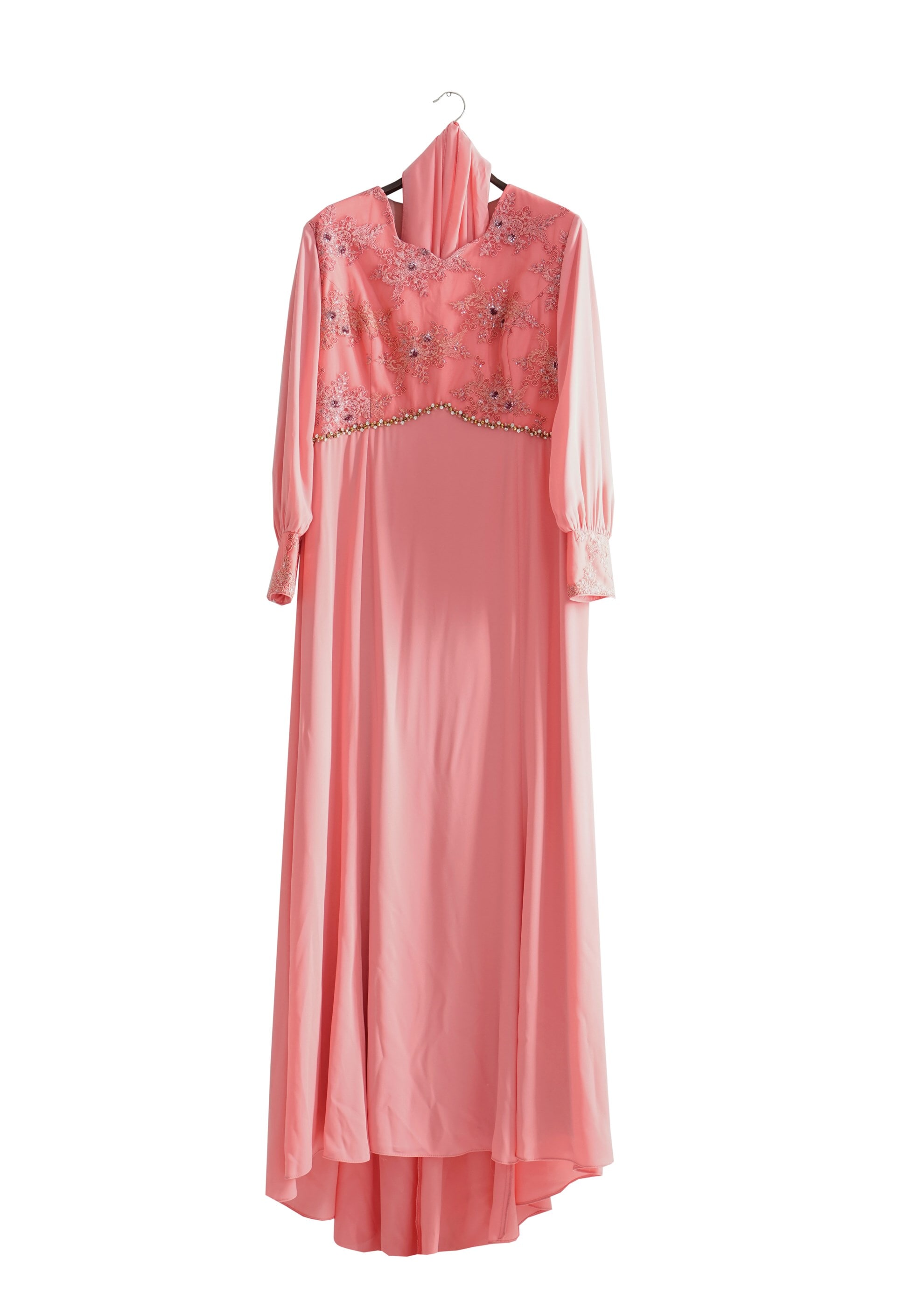 Tesettür giyim PUDRA 5123 Mango Crep Tesettür Abiye