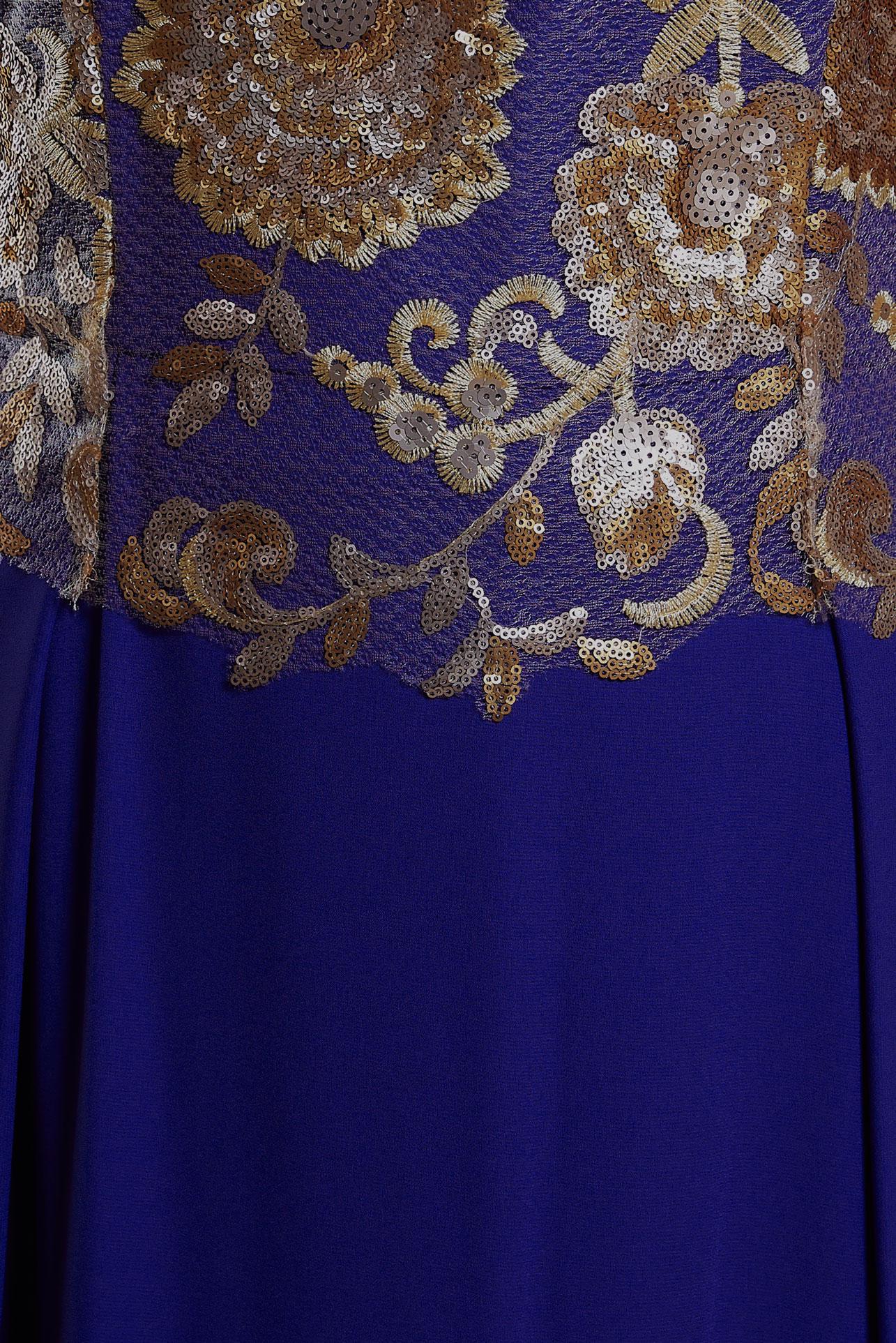 Tesettür giyim LACİVERT DESENLİ KREP ABİYE ELBİSE 5129