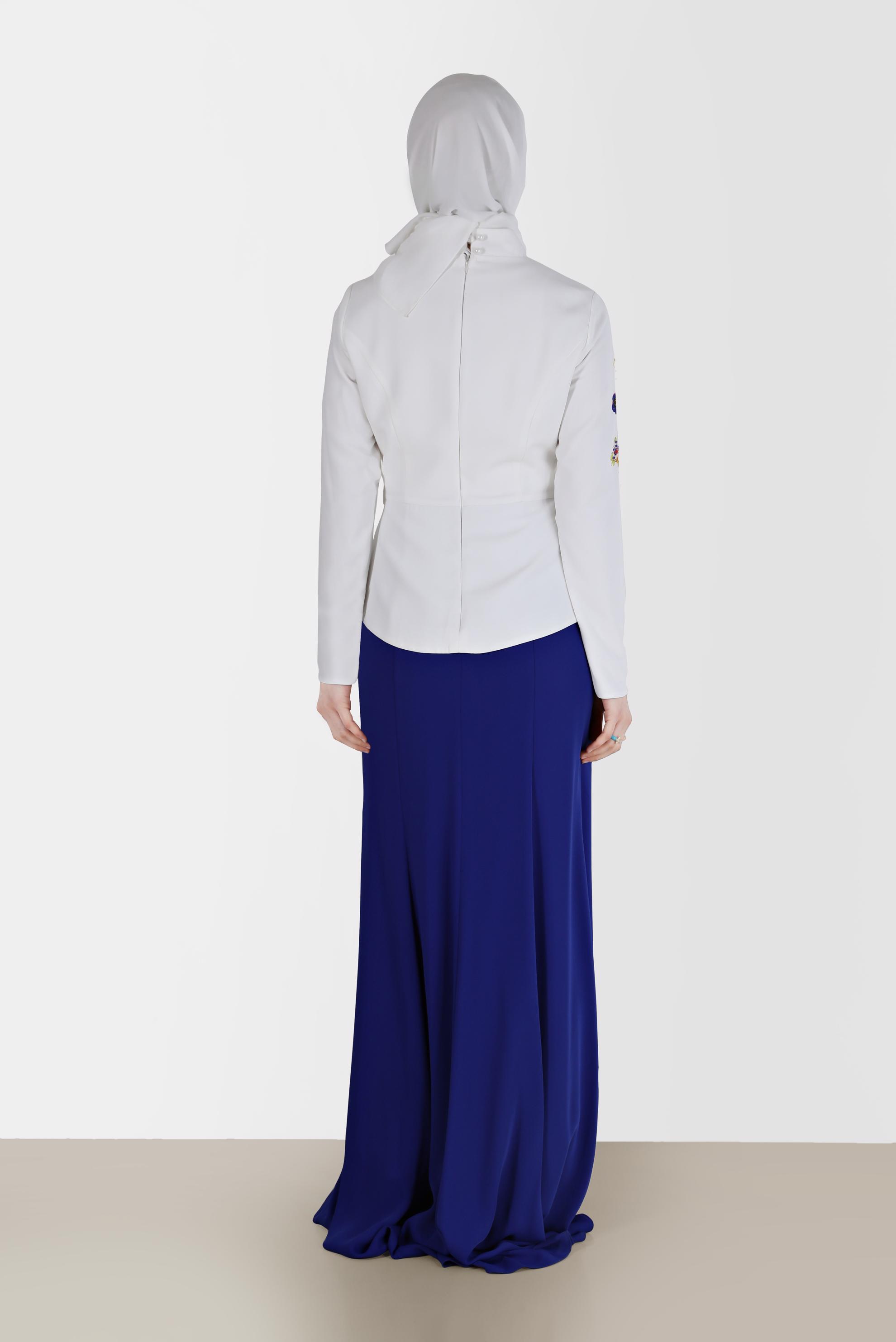 Tesettür giyim LACİVERT ÇİÇEK DESEN DETAYLI ABİYE 5136 