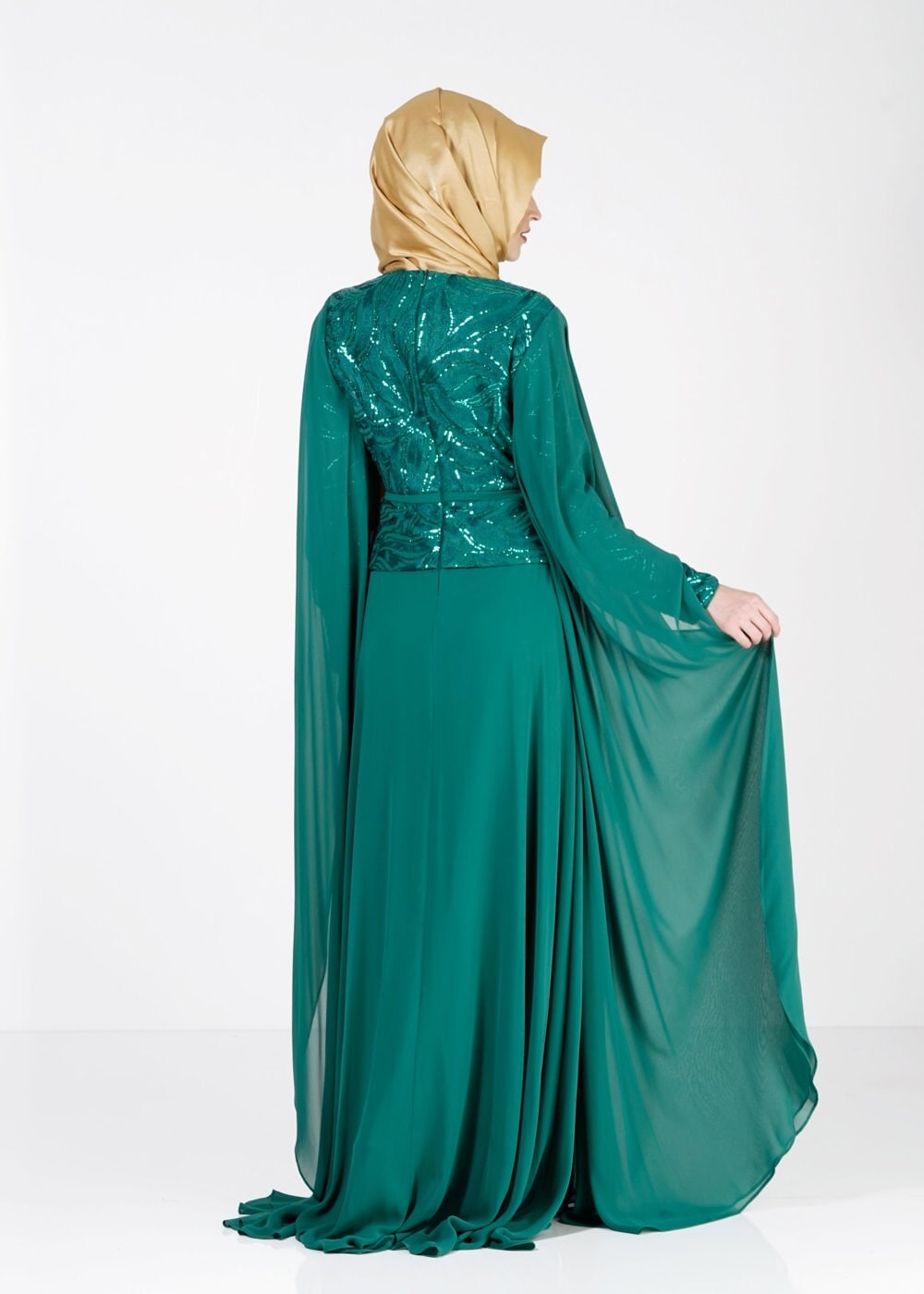 Tesettür giyim YEŞİL 5138 New Multi Şifon Tesettür Abiye