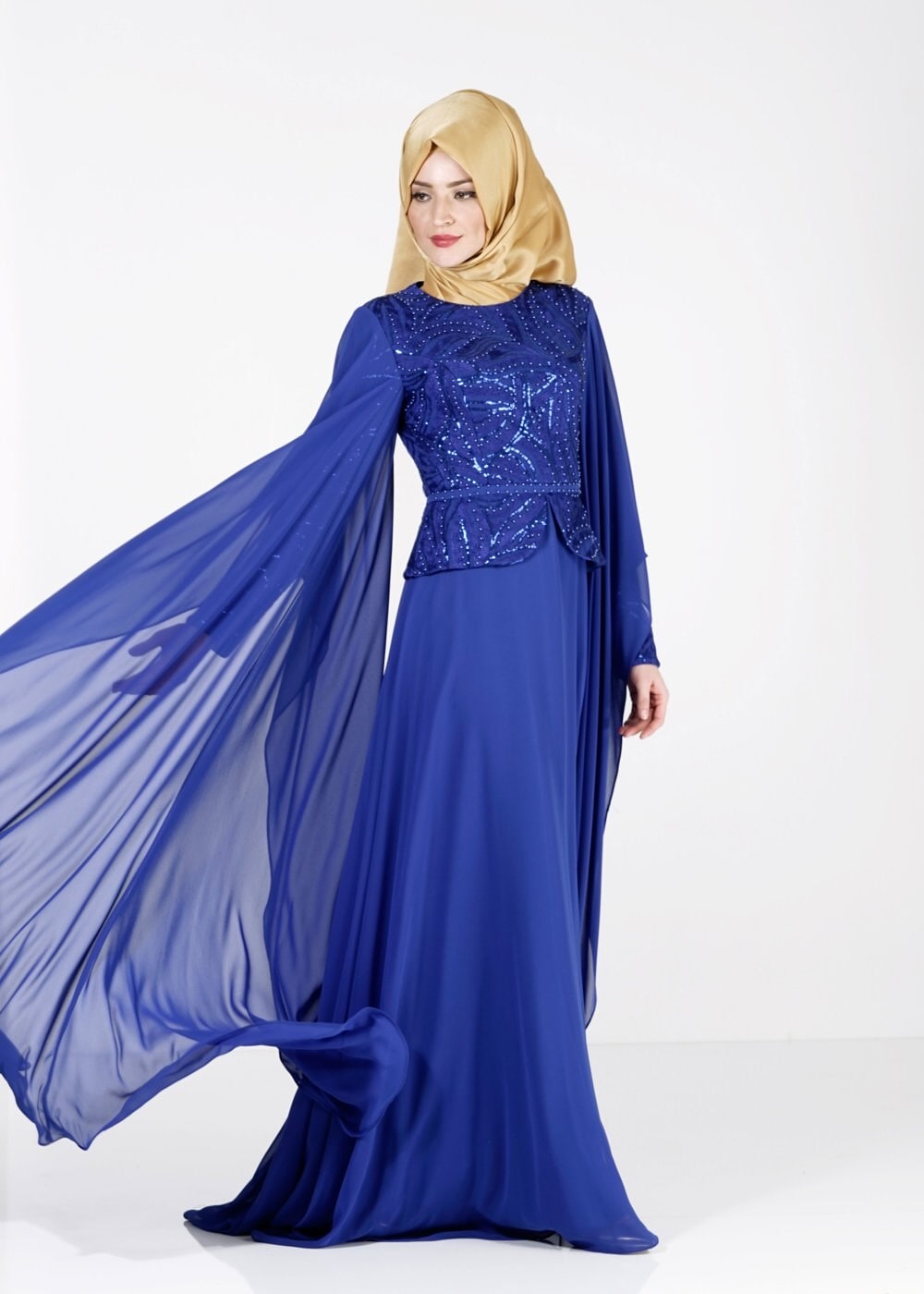 Tesettür giyim LACİVERT 5138 New Multi Şifon Tesettür Abiye