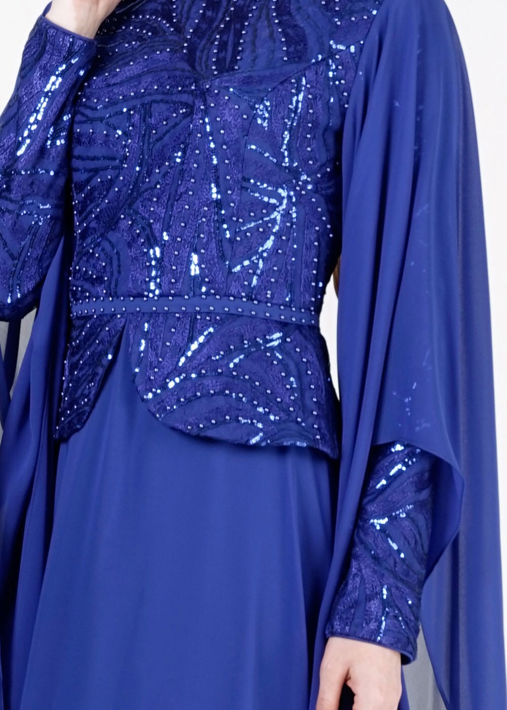 Tesettür giyim LACİVERT 5138 New Multi Şifon Tesettür Abiye