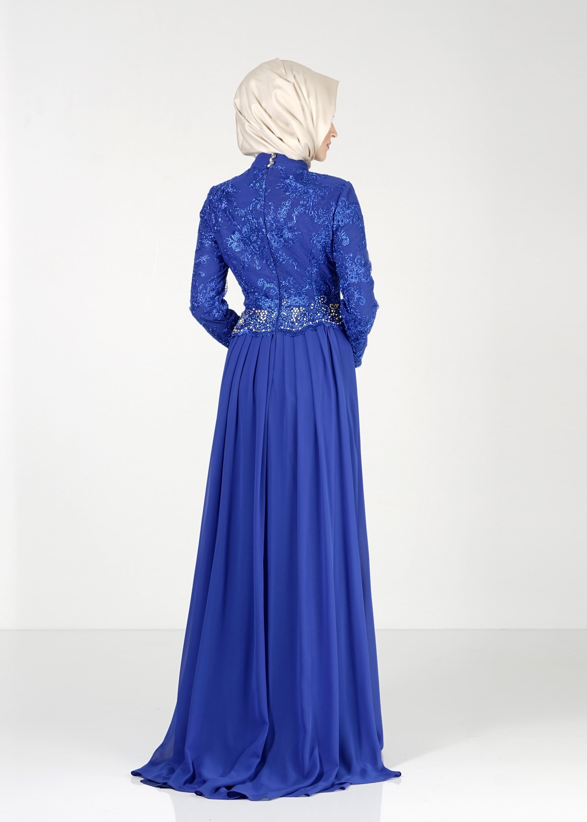 Tesettür giyim LACİVERT 5144 New Multi Şifon Tesettür Abiye 38/44(38) TEK40