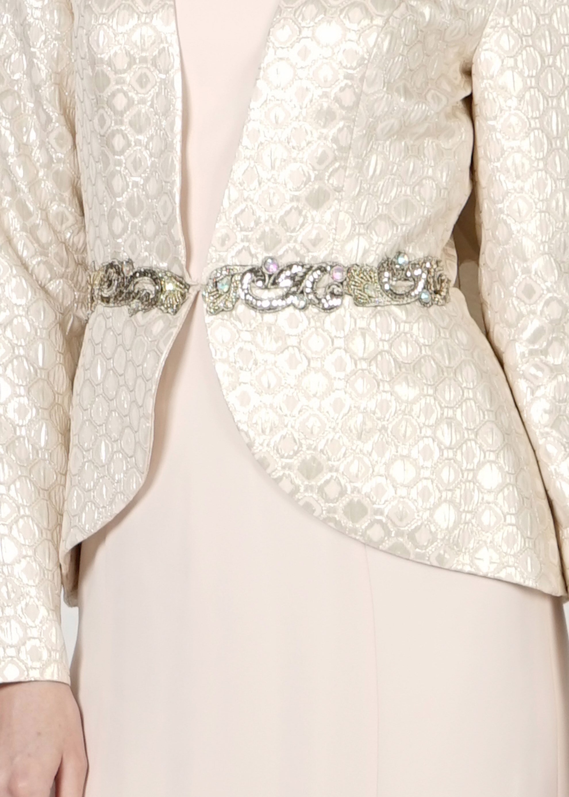 Tesettür giyim PUDRA TAŞ İŞLEMELİ DESENLİ ABİYE ELBİSE 5148