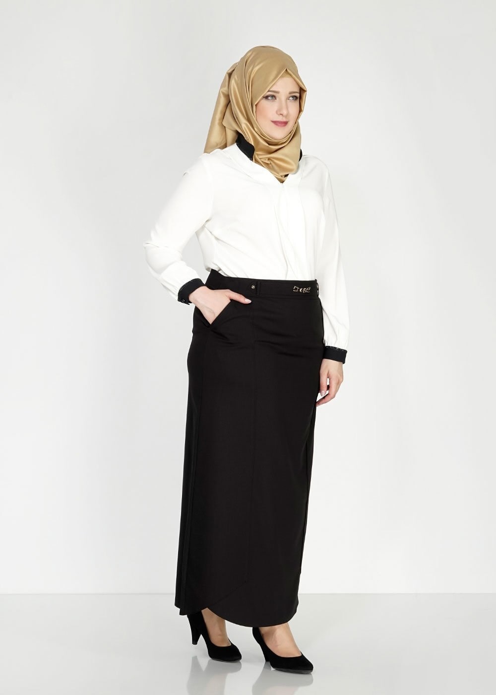 Tesettür giyim BEYAZ 2455 Lora Tesettür Bluz