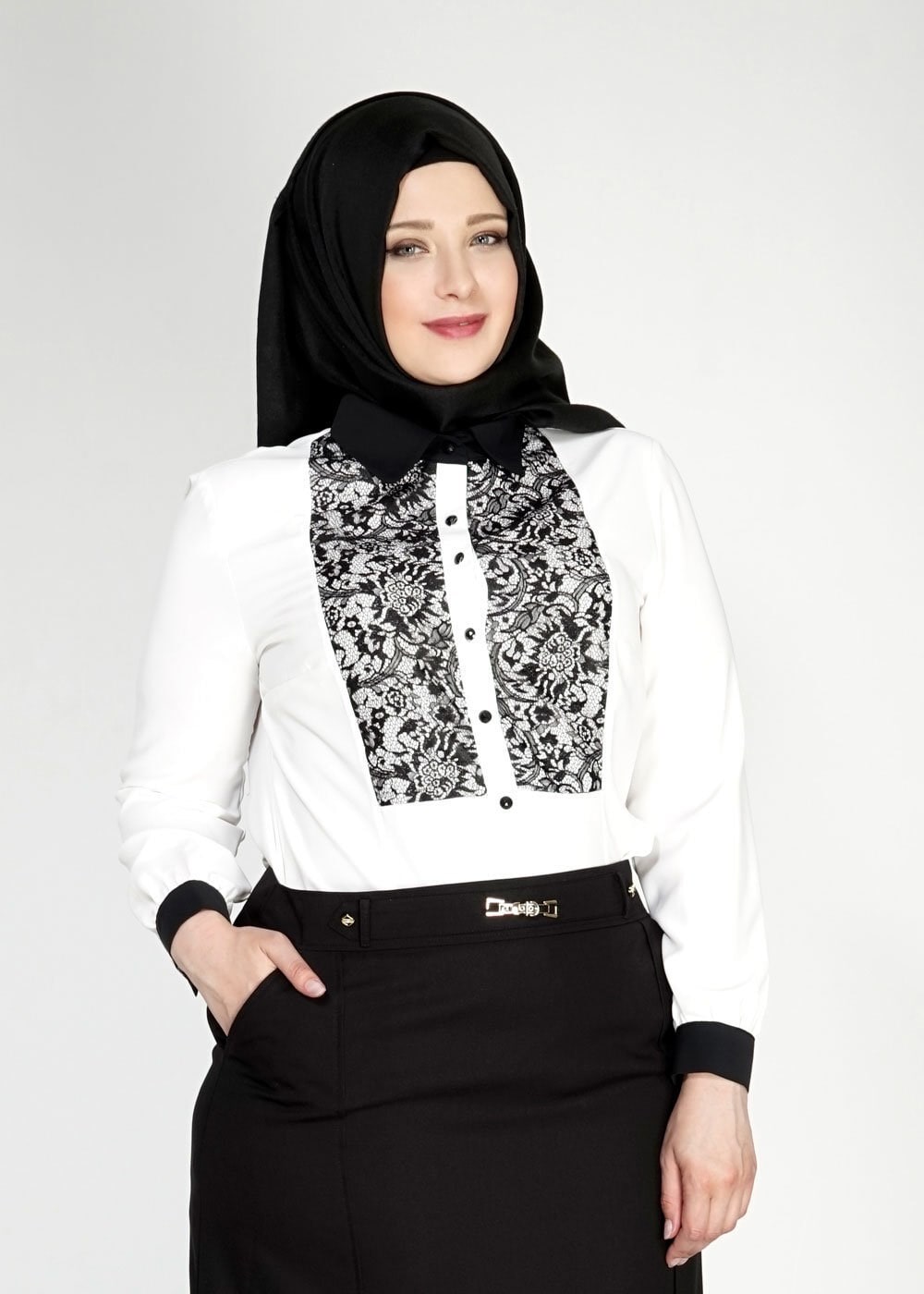 Tesettür giyim BEYAZ 2472 Lora Tesettür Bluz