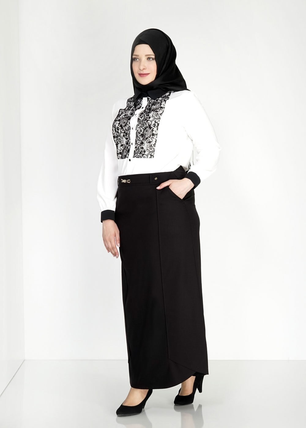 Tesettür giyim BEYAZ 2472 Lora Tesettür Bluz