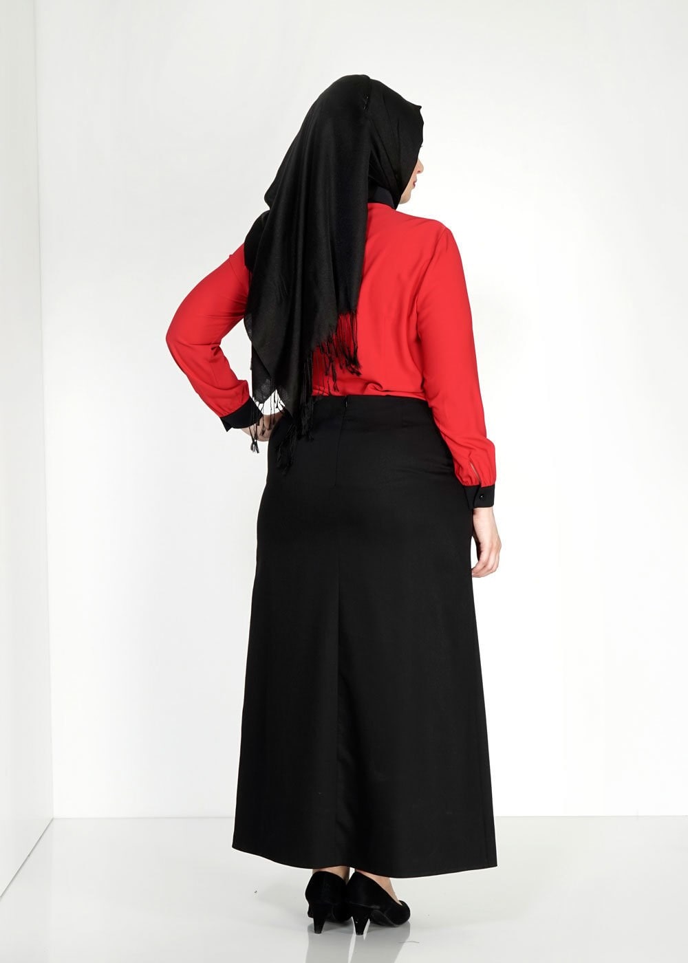 Tesettür giyim KIRMIZI 2472 Lora Tesettür Bluz