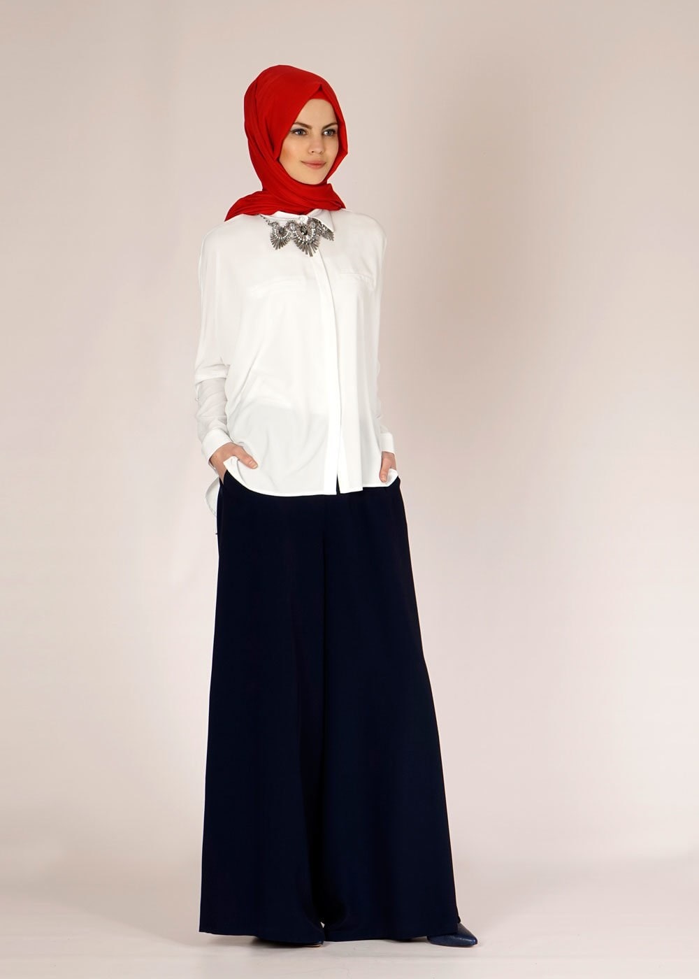 Tesettür giyim BEYAZ 4475 CARETTA BLUZ 36/46 TEK40
