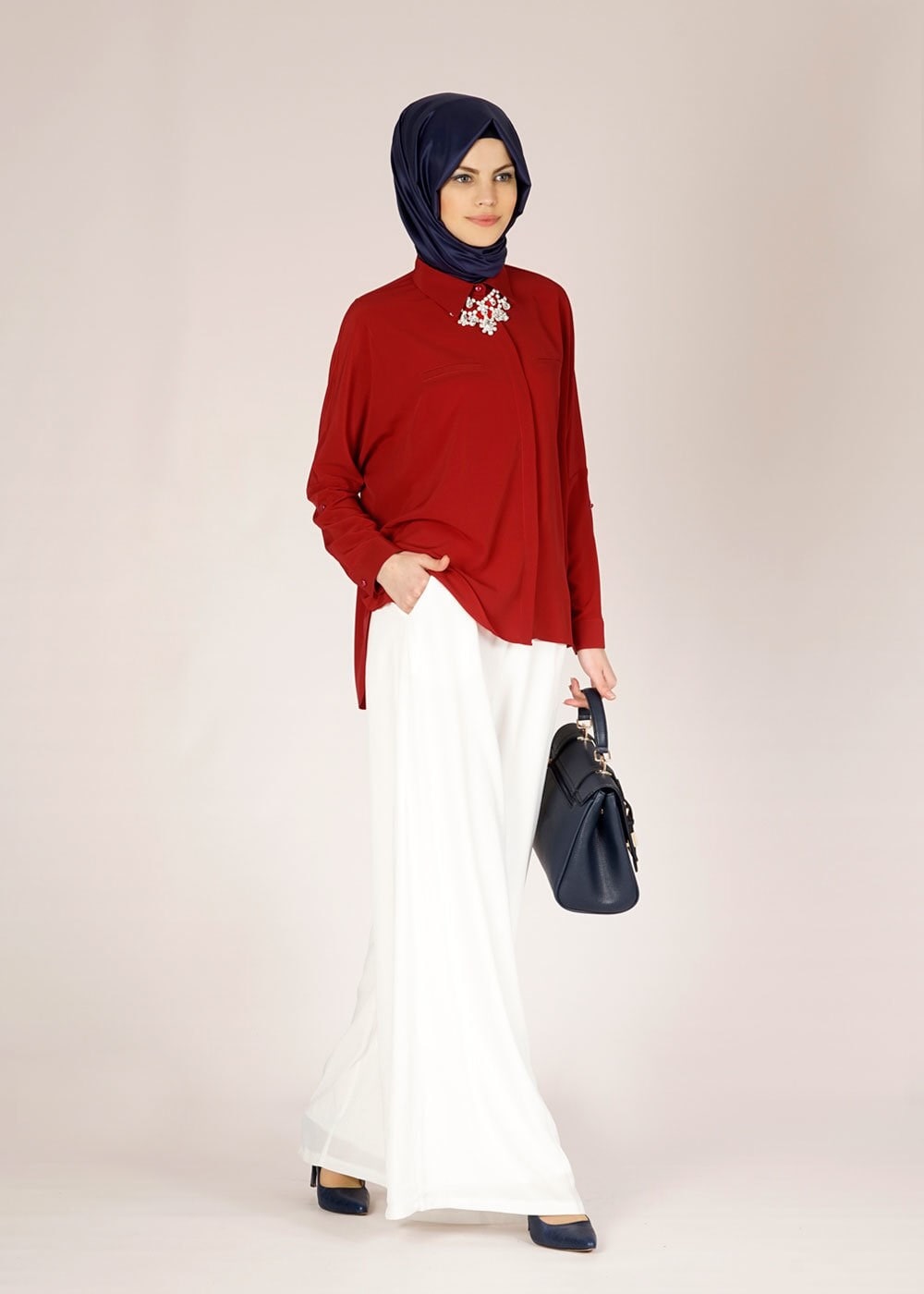 Tesettür giyim KIRMIZI 4475 CARETTA BLUZ 36/46 TEK40