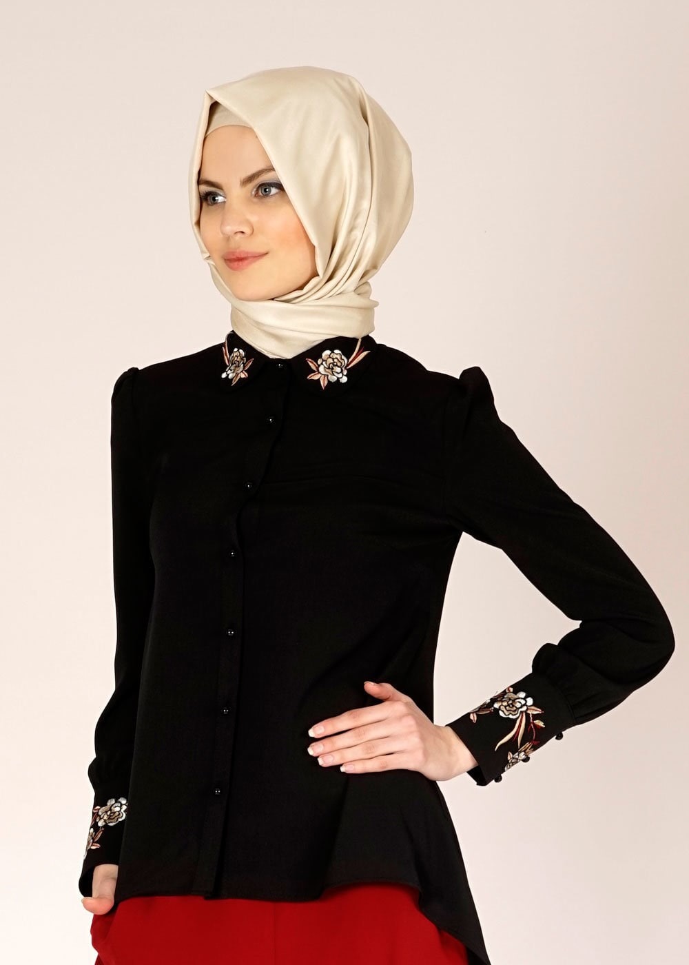 Tesettür giyim SİYAH 4499 SACURA BLUZ 36/44