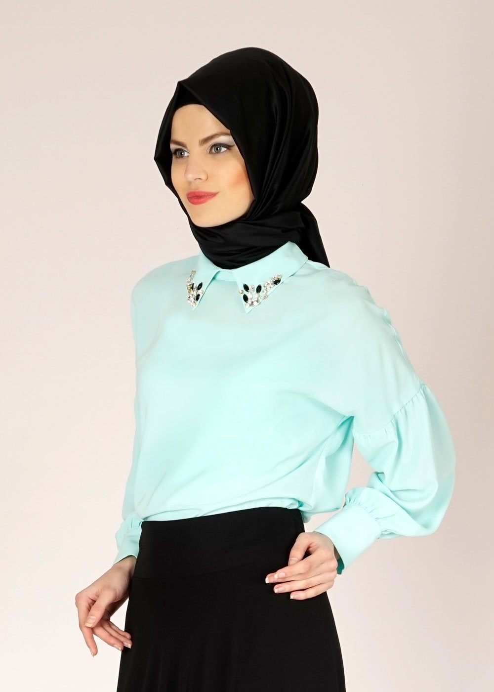 Tesettür giyim YEŞİL 4506 ALYA BLUZ 36/44 TEK38