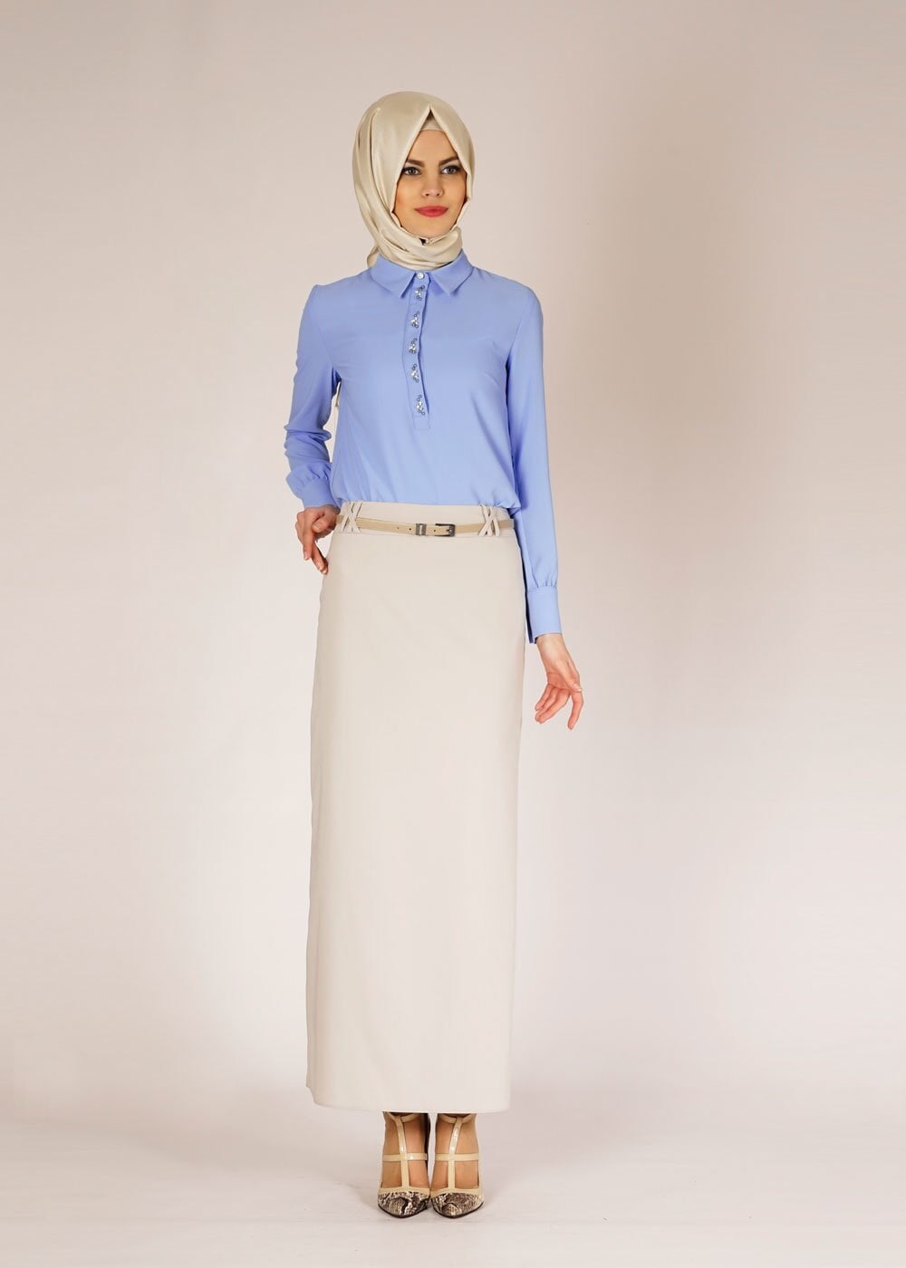 Tesettür giyim MAVİ 4572 LORA BLUZ 36/44 TEK38