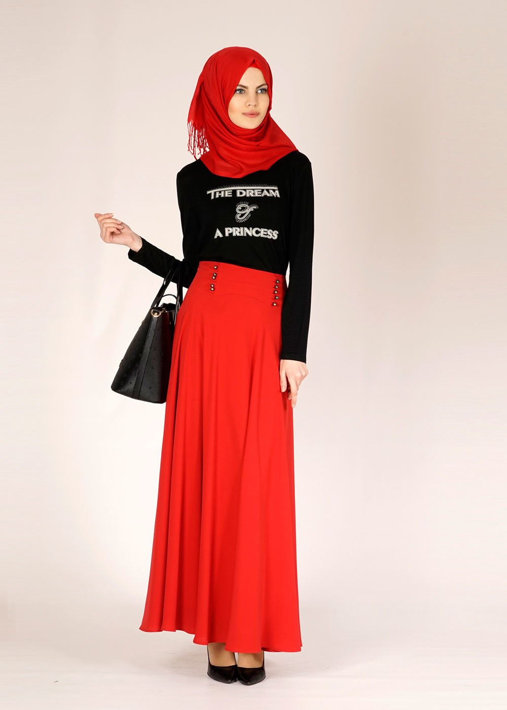 Tesettür giyim SİYAH YAZI DETAYLI BASKILI BLUZ 4594 