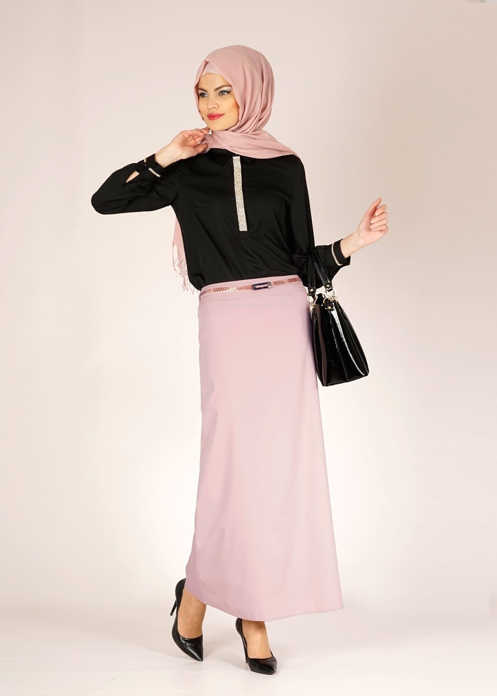 Tesettür giyim SİYAH 4605 NEPAL 7575 BLUZ 36/46 TEK38