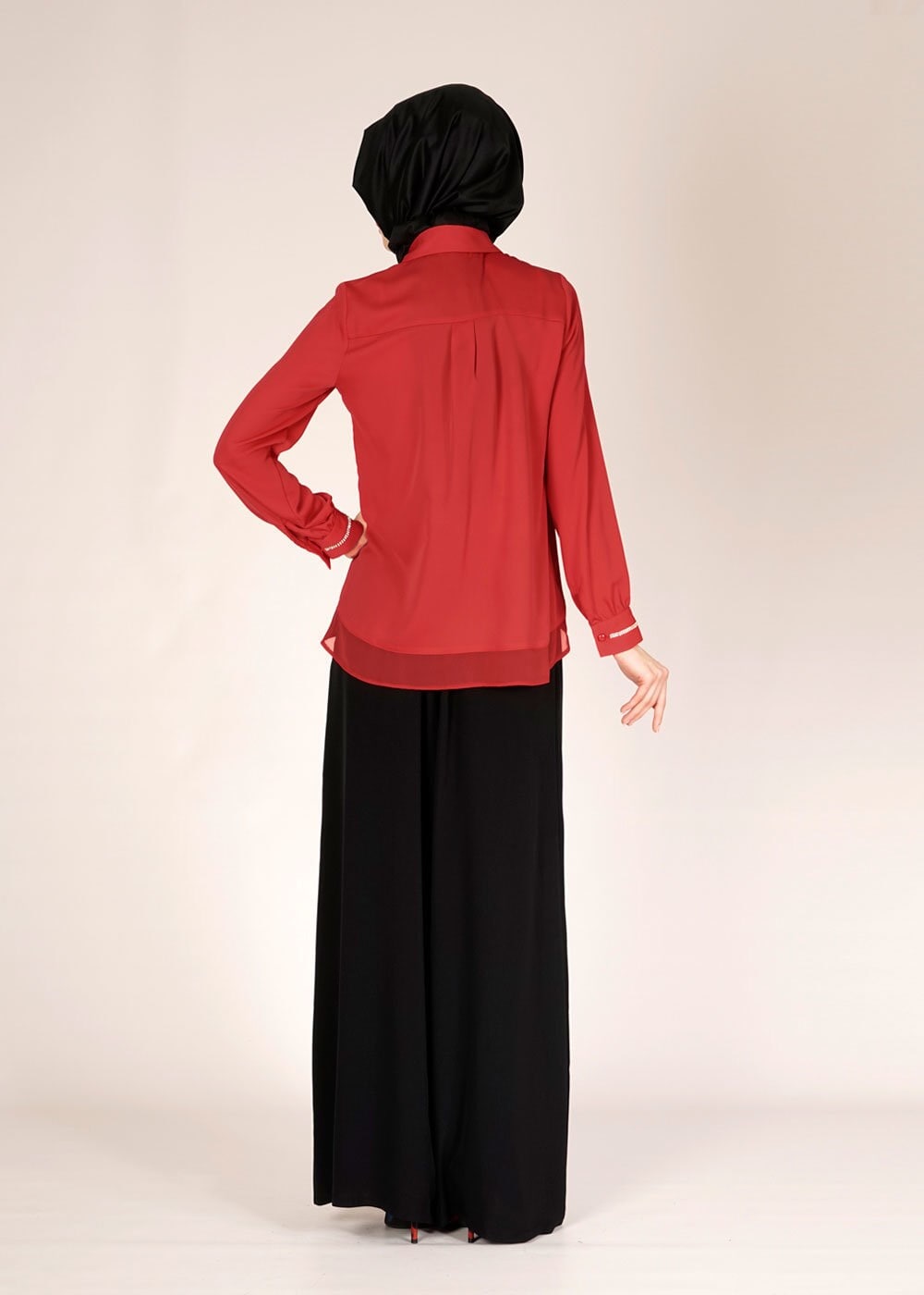 Tesettür giyim KIRMIZI 4605 NEPAL 7575 BLUZ 36/46 TEK38