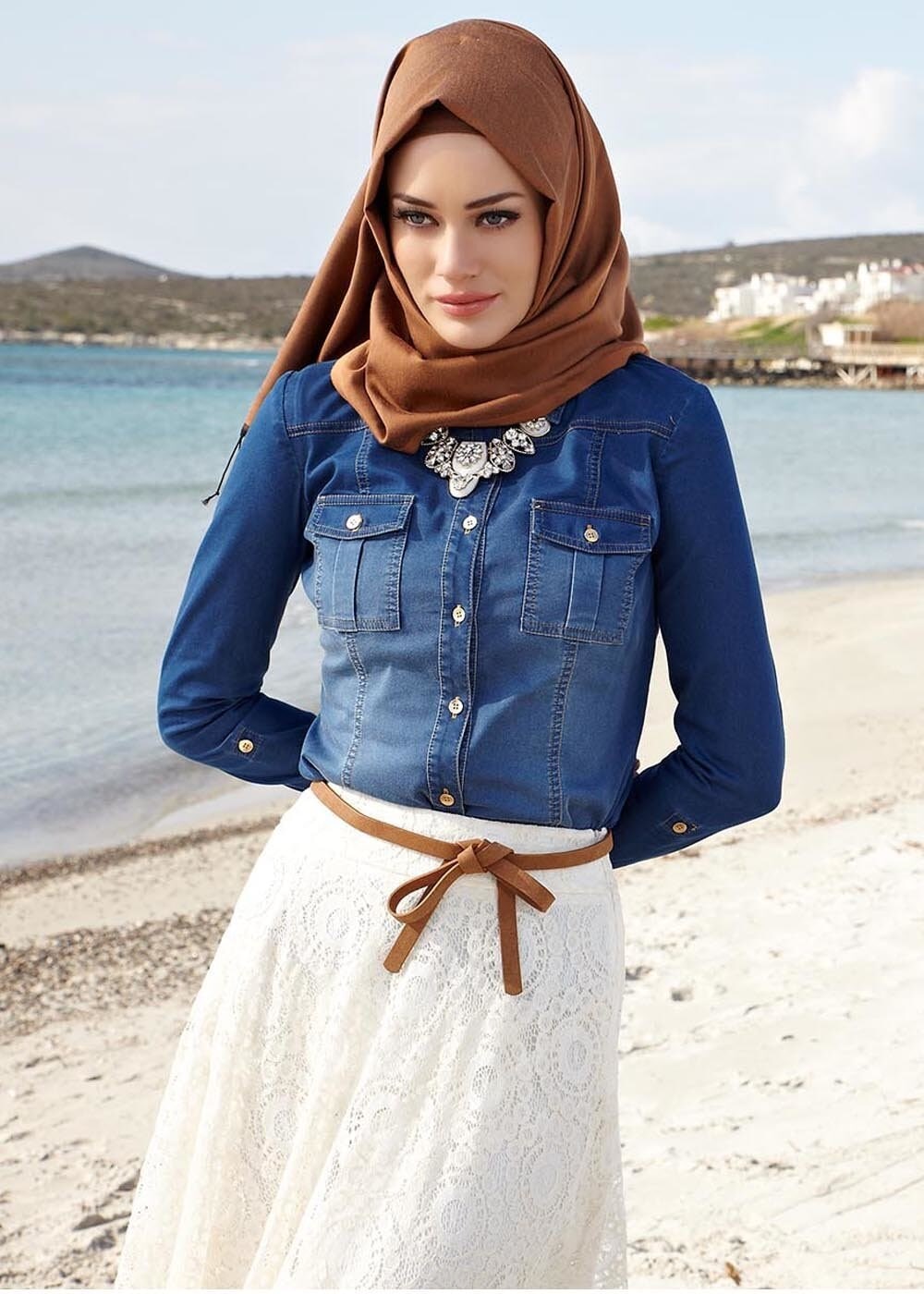 Tesettür giyim MAVİ 4635 Benin Tesettür Bluz