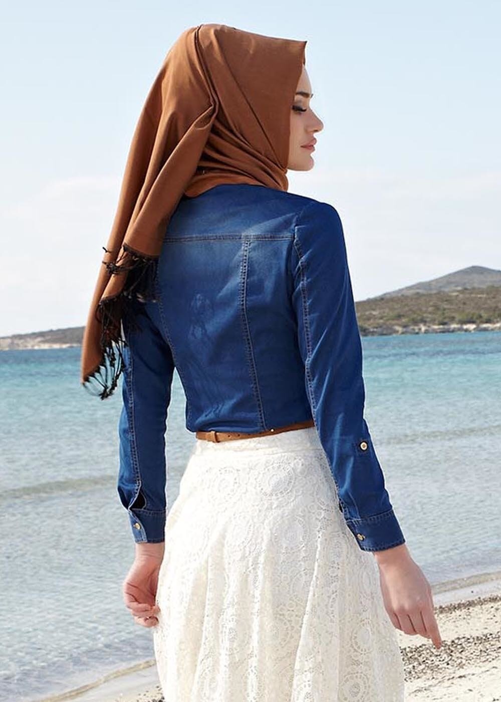 Tesettür giyim MAVİ 4635 Benin Tesettür Bluz