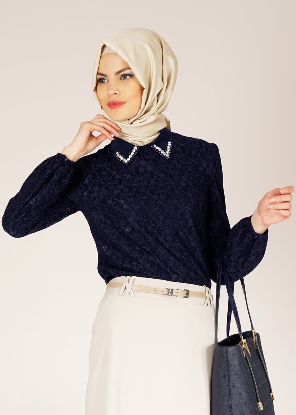 Tesettür giyim LACİVERT 4656 Mdd 5130  Tesettür Bluz