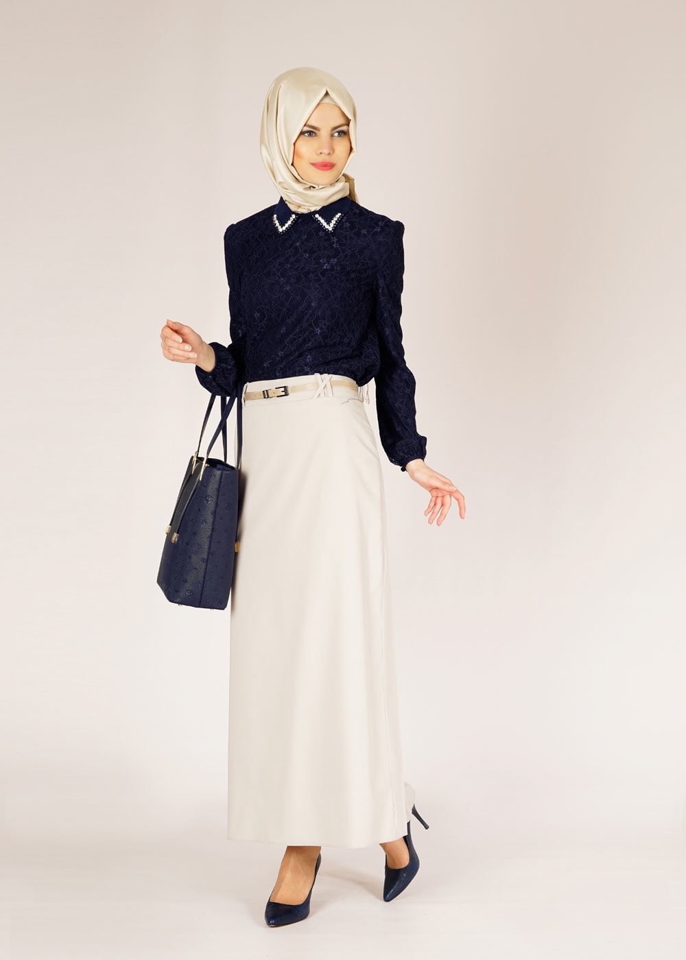 Tesettür giyim LACİVERT 4656 Mdd 5130  Tesettür Bluz