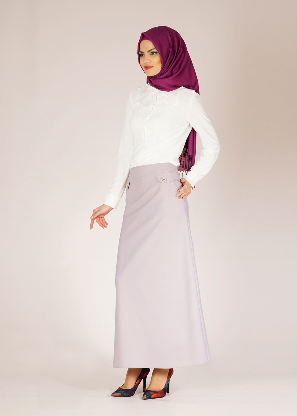 Tesettür giyim BEYAZ 4657 LORA BLUZ 38/46 TEK38