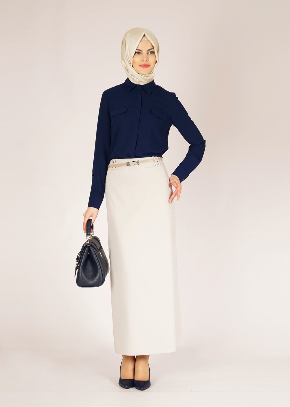 Tesettür giyim LACİVERT 4658 Lora Tesettür Bluz