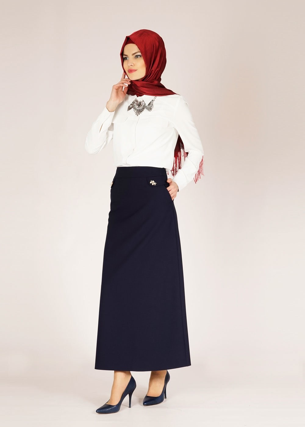 Tesettür giyim BEYAZ 4658 Lora Tesettür Bluz