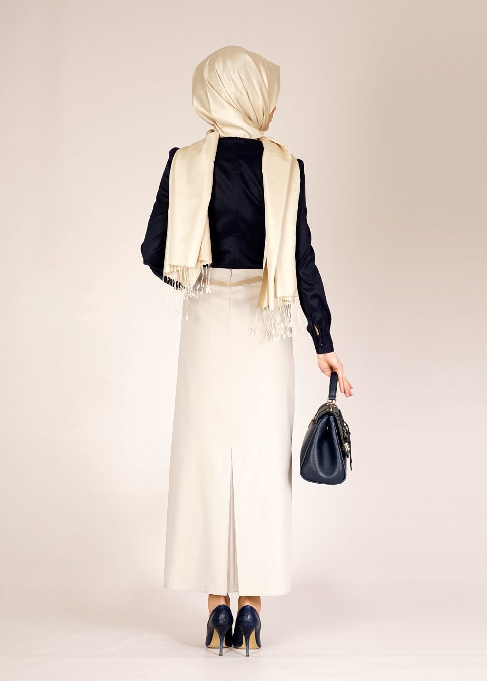 Tesettür giyim LACİVERT 4674 SELENA CREP BLUZ 38/46 TEK40