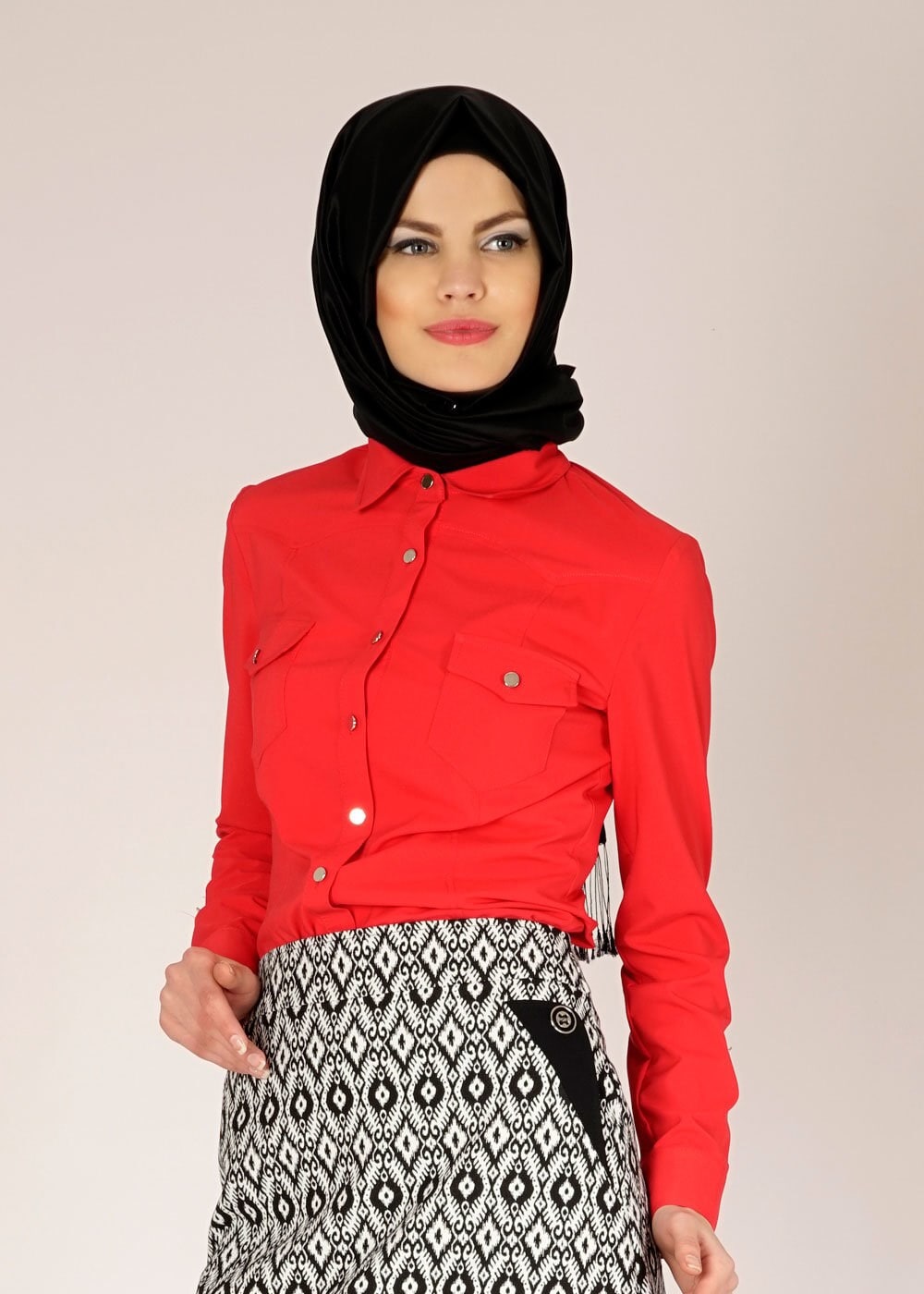 Tesettür giyim KIRMIZI 4716 ELETA 43363 BLUZ 36/44 TEK38