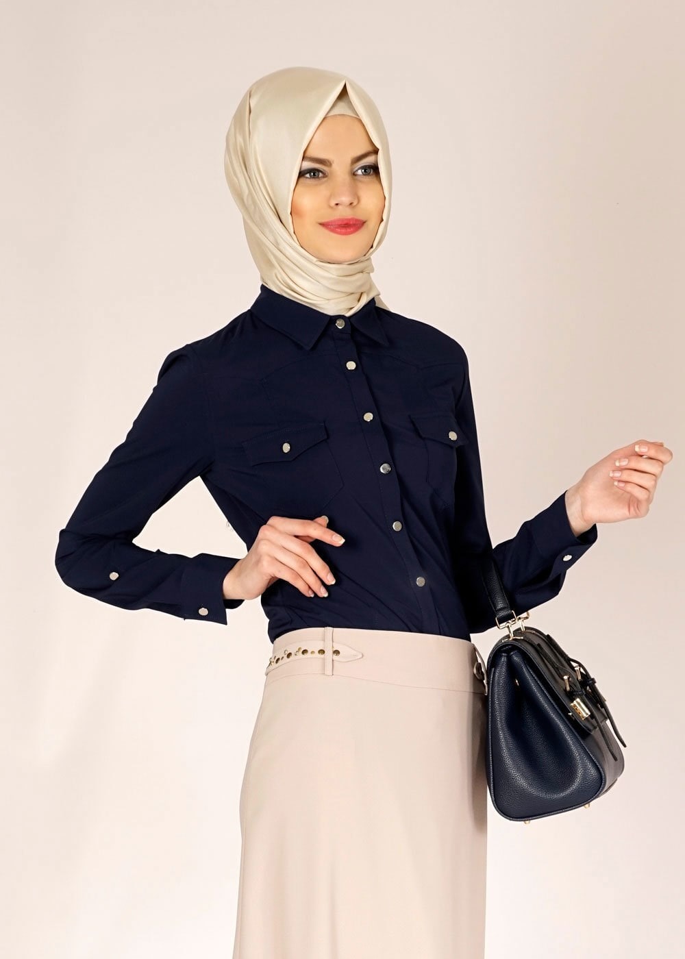 Tesettür giyim LACİVERT 4716 ELETA 43363 BLUZ 36/44 TEK38