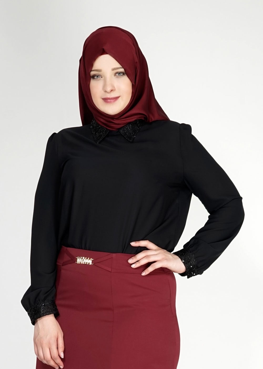 Tesettür giyim SİYAH 4726 Lora Tesettür Bluz