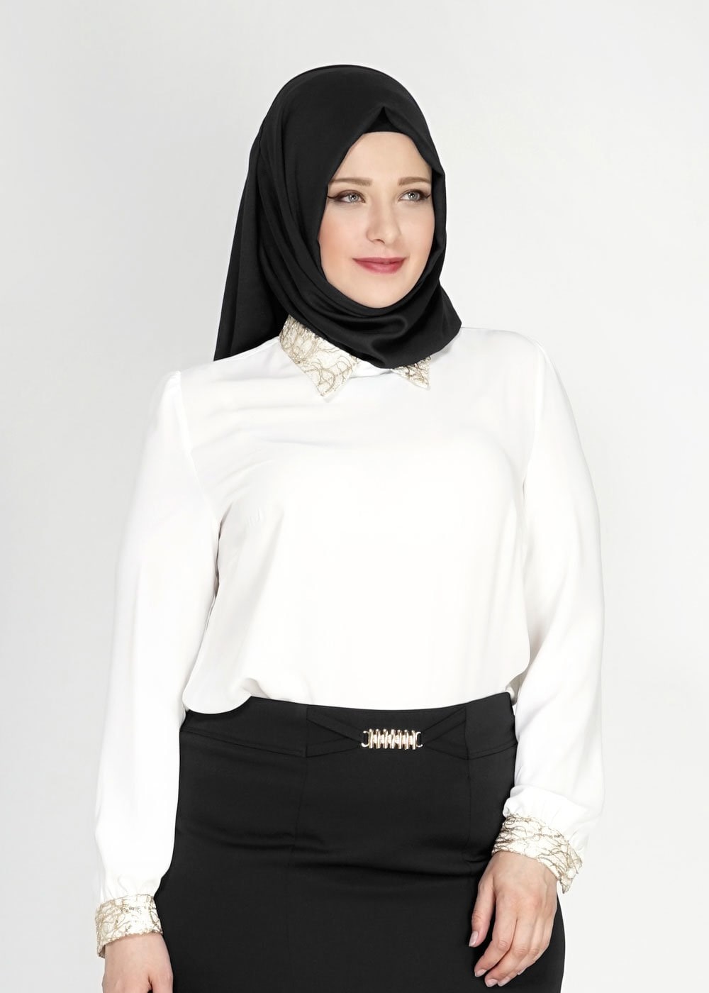 Tesettür giyim BEYAZ 4726 Lora Tesettür Bluz