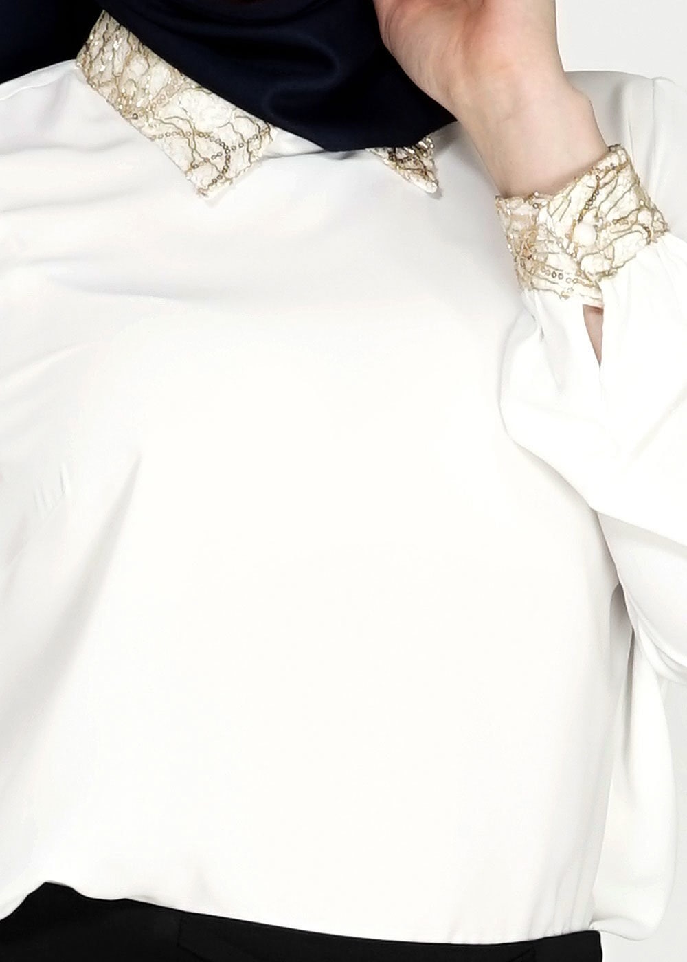 Tesettür giyim BEYAZ 4726 Lora Tesettür Bluz