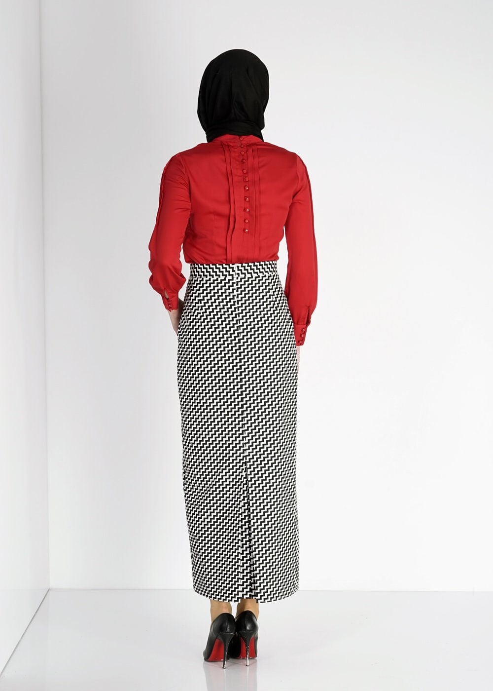 Tesettür giyim KIRMIZI 4738 Lora Tesettür Bluz