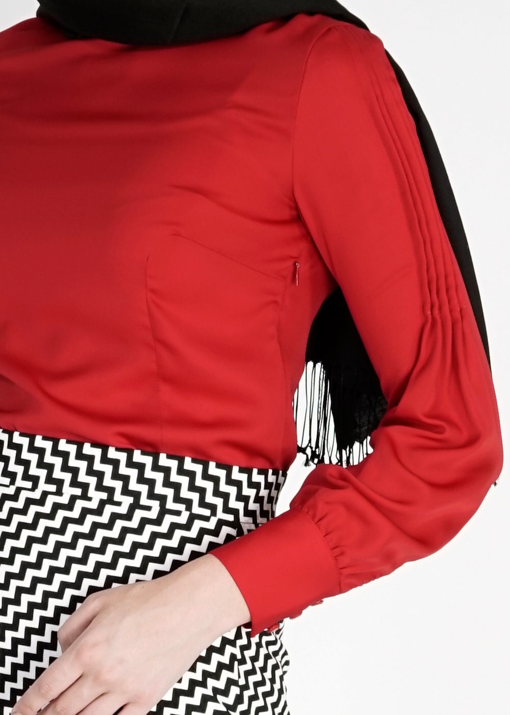 Tesettür giyim KIRMIZI 4738 Lora Tesettür Bluz