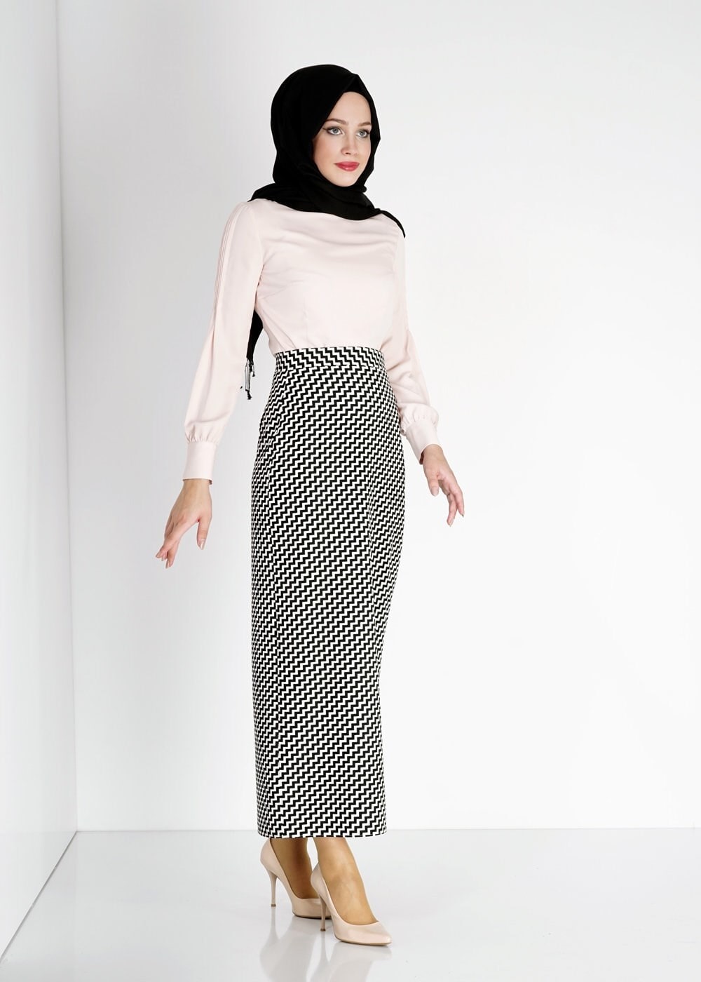 Tesettür giyim BEJ 4738 Lora Tesettür Bluz