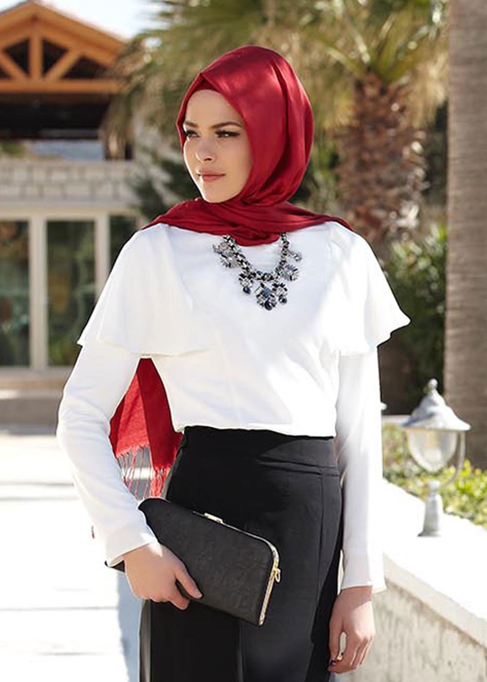 Tesettür giyim BEYAZ 4742 Lora Tesettür Bluz