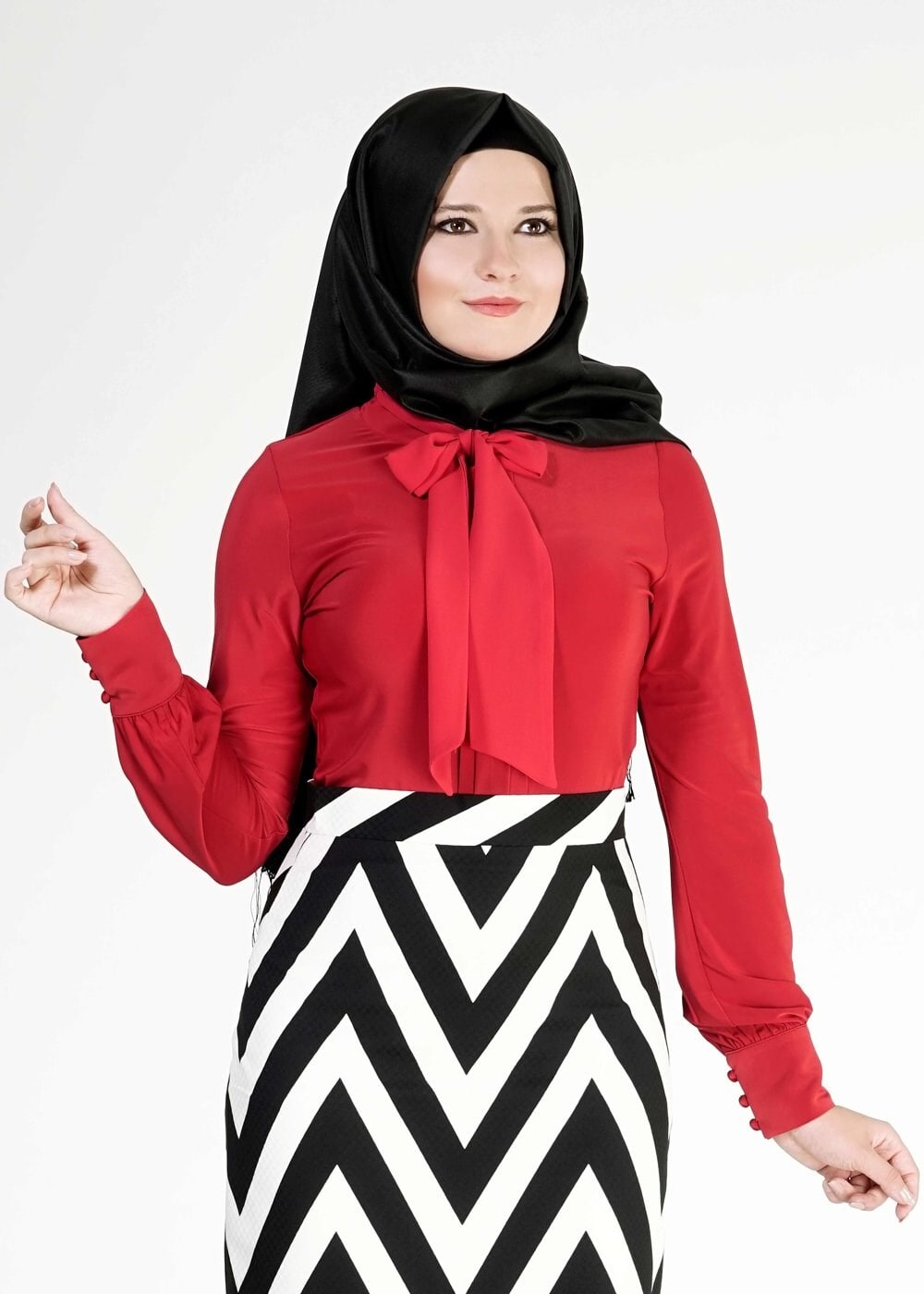 Tesettür giyim KIRMIZI 4760 Venechia Tesettür Bluz