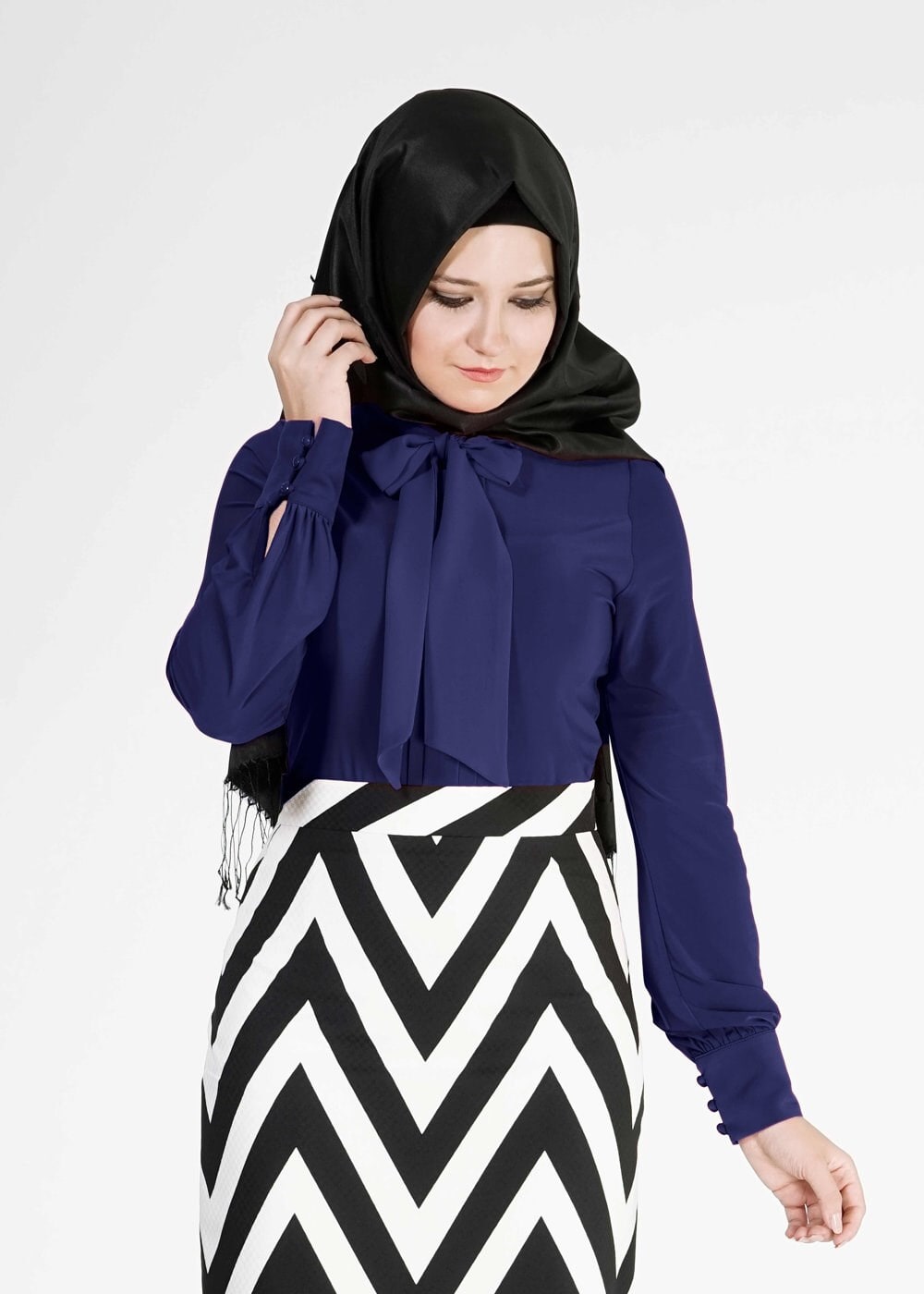 Tesettür giyim LACİVERT 4760 Venechia Tesettür Bluz