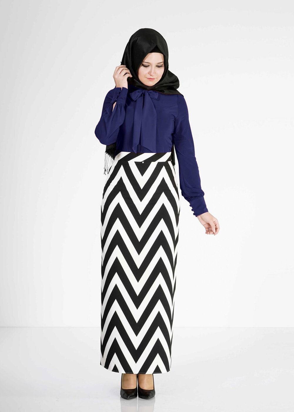 Tesettür giyim LACİVERT 4760 Venechia Tesettür Bluz