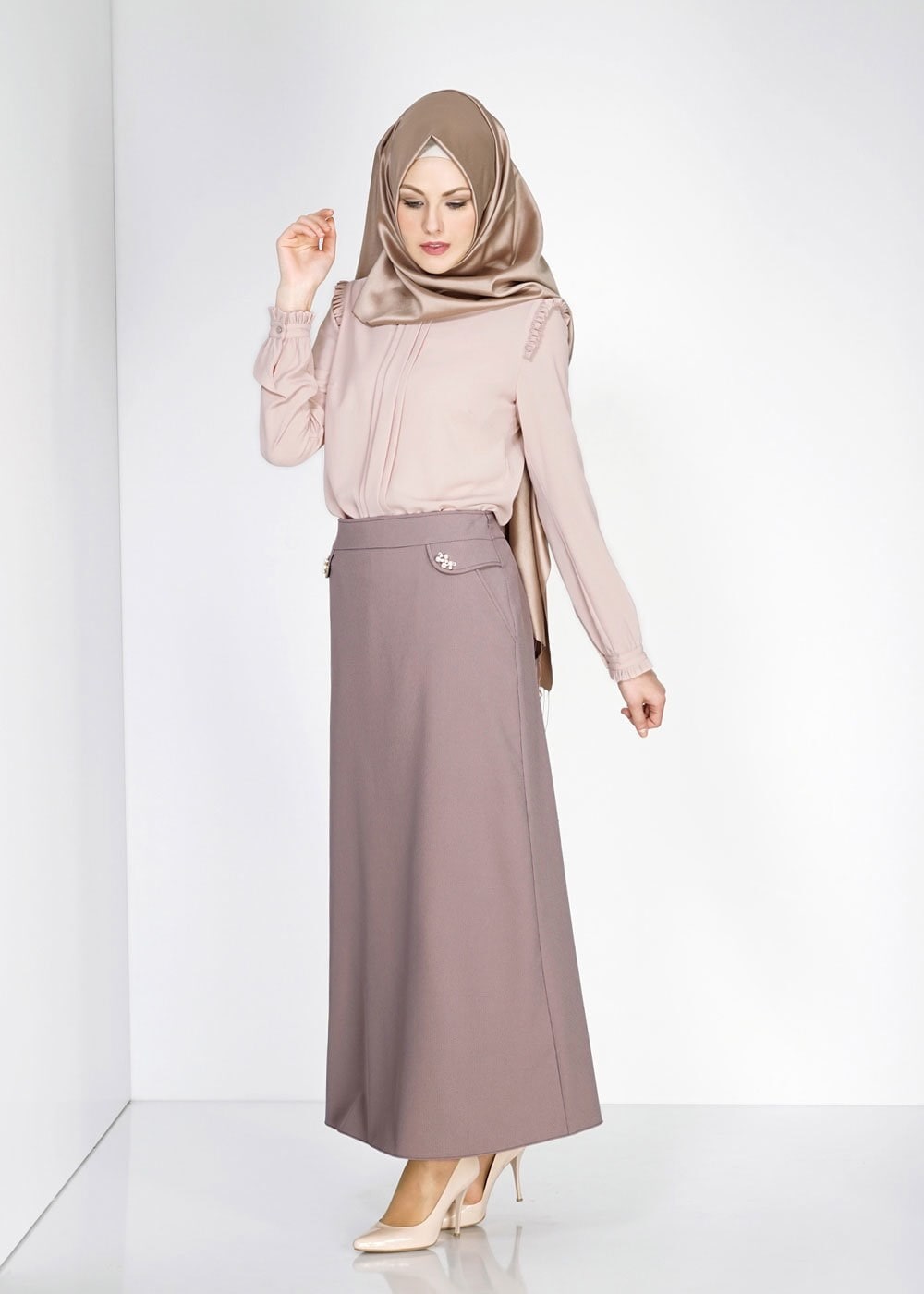 Tesettür giyim PUDRA 4761 Lima Tesettür Bluz