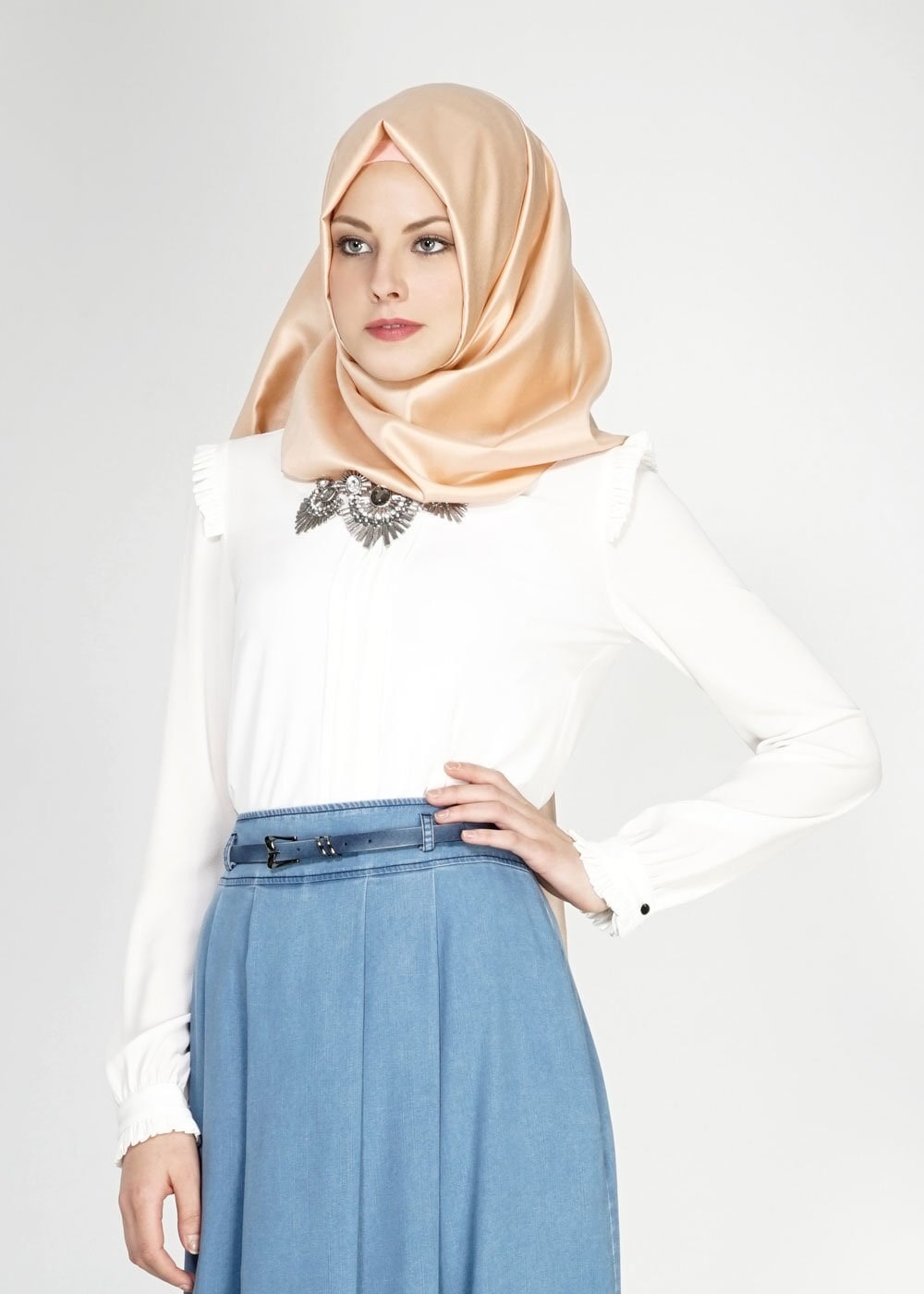 Tesettür giyim BEYAZ 4761 Lima Tesettür Bluz