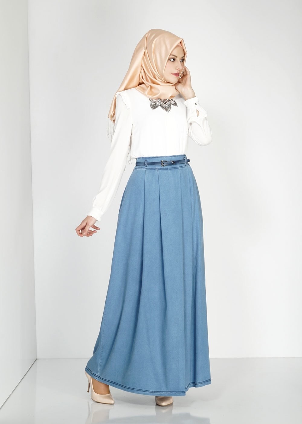 Tesettür giyim BEYAZ 4761 Lima Tesettür Bluz