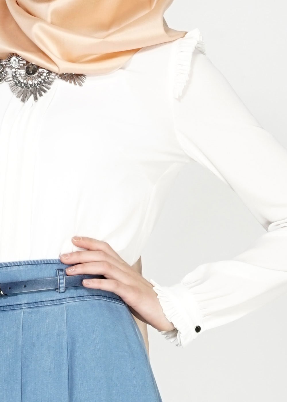 Tesettür giyim BEYAZ 4761 Lima Tesettür Bluz