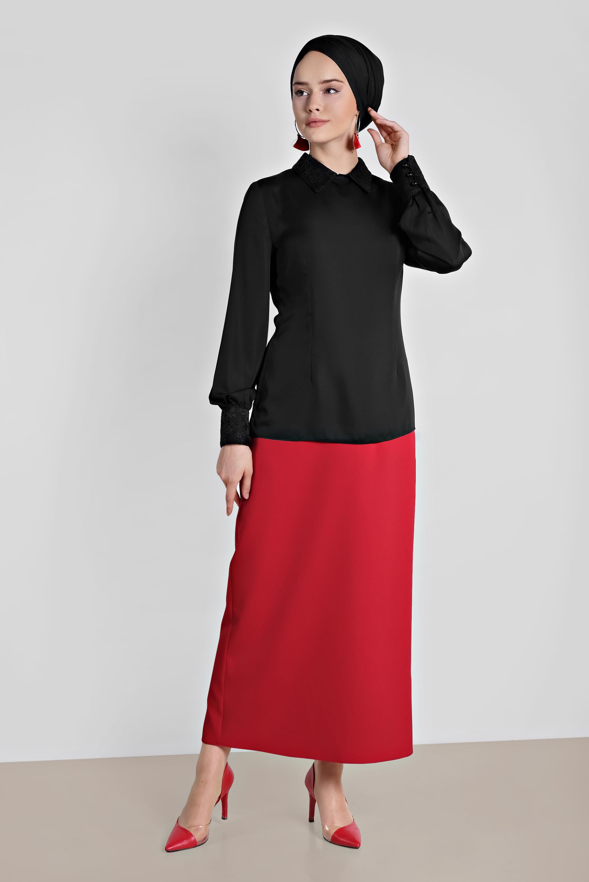 Tesettür giyim SİYAH 4762 LORA BLUZ 38/46(38-40)