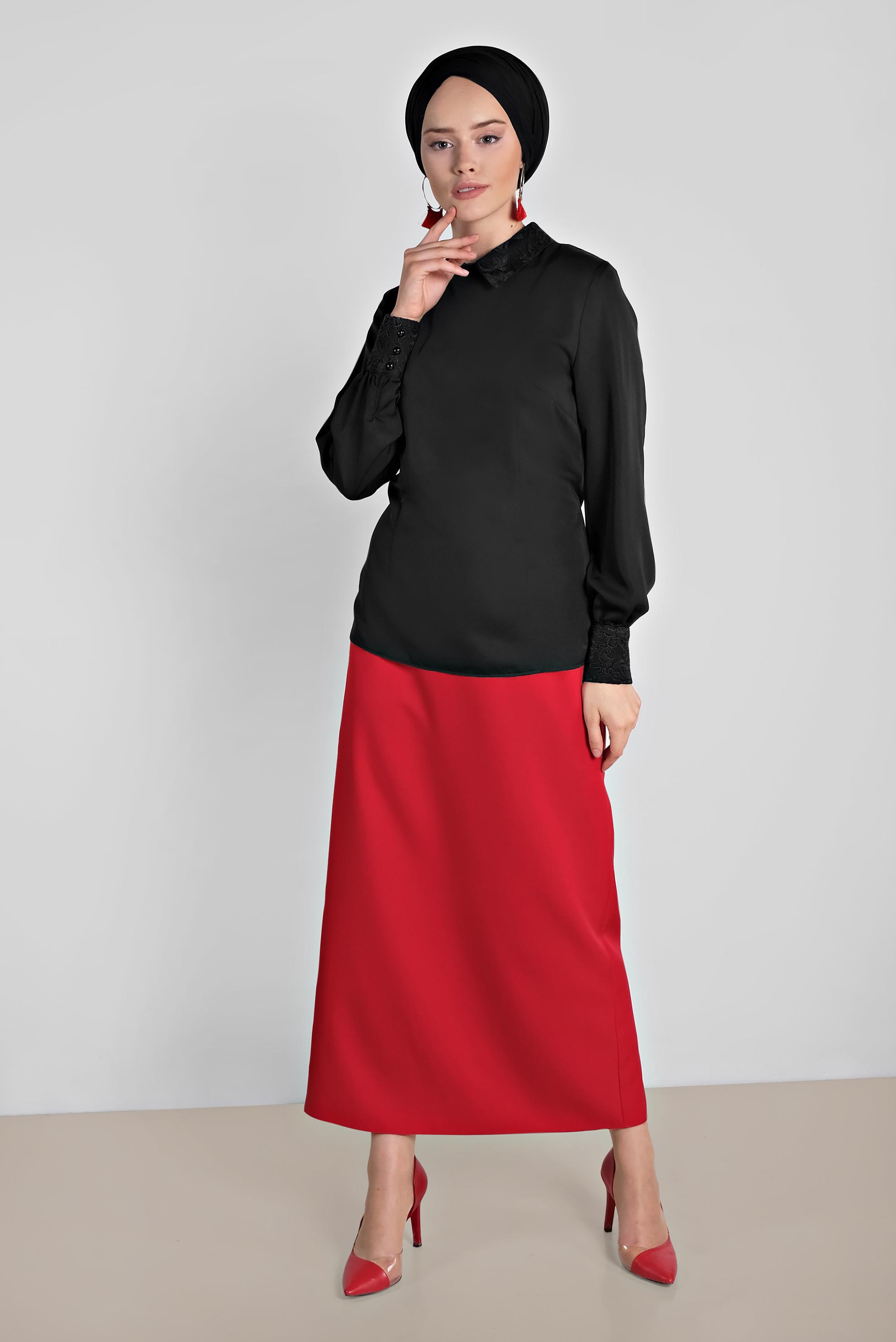 Tesettür giyim SİYAH 4762 LORA BLUZ 38/46(38-40)