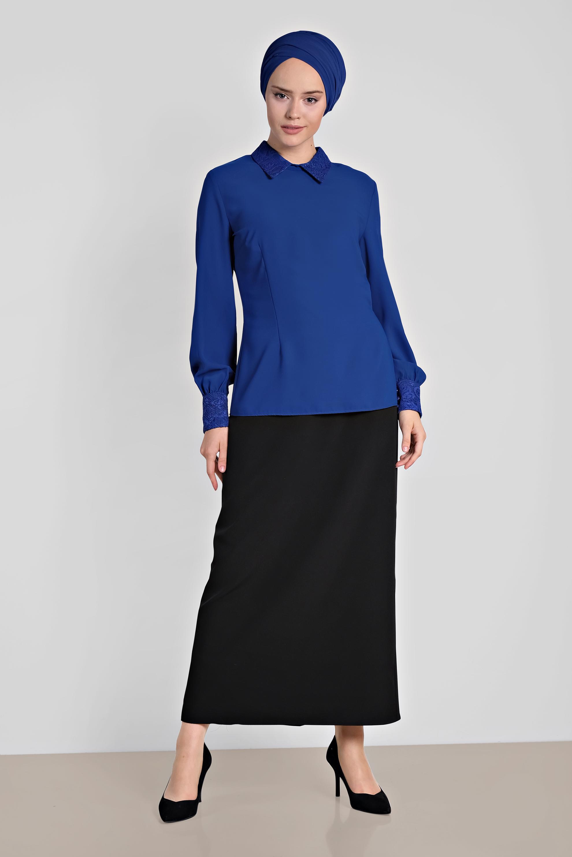 Tesettür giyim LACİVERT 4762 LORA BLUZ 38/46(38-40)