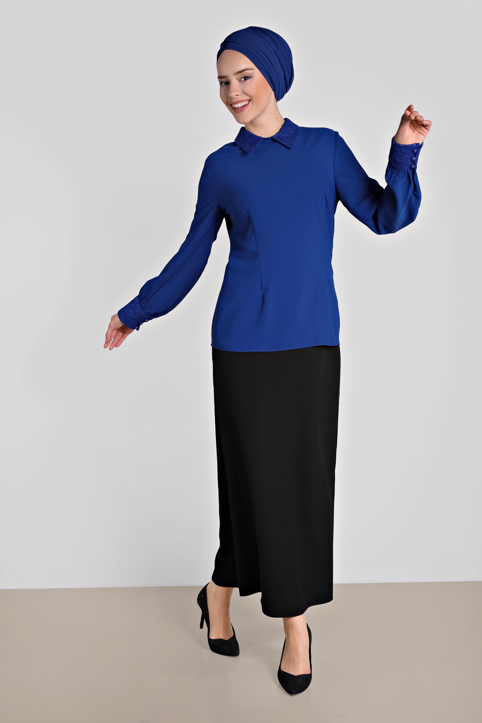 Tesettür giyim LACİVERT 4762 LORA BLUZ 38/46(38-40)